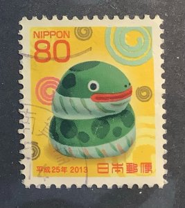 Japan 2012 Scott 3489 used - 80y,  New Year 2013, Year of the Snake