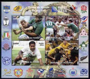 CHAD - 2011 - Rugby World Cup - Perf 4v Sheet #1  - Mint Never Hinged