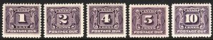 Sc# J1 / J5 Canada postage dues 1906 - 1928 complete set MLMH CV $240.00 Stk #1