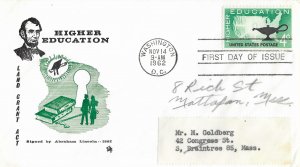 1962 FDC, #1206, 4c Higher Education, Treyco