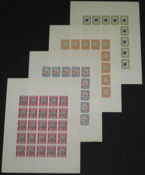 NORTH INGERMANLAND, 8-14, Complete set IMPERF SHEETS of 25 - for reference only