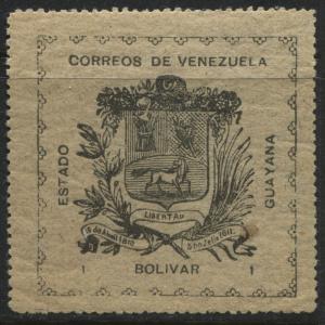 Venezuela  Guayana 1903 1 bolivar black on grey mint o.g. (JD) 