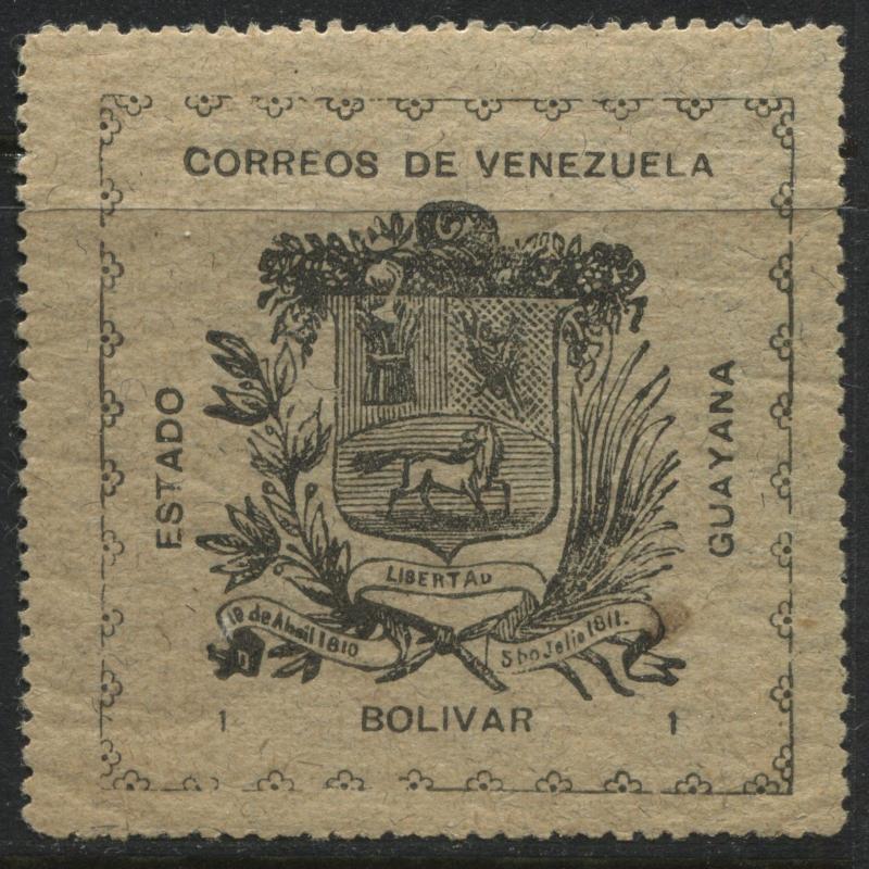 Venezuela  Guayana 1903 1 bolivar black on grey mint o.g. (JD) 