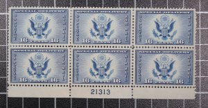 Scott CE1 16 Cents Air Mail SD Plate Block Of 6 OG MH Bottom #21313 SCV $14.00