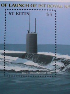 ST.KITTS-1960-CENTENARY LAUNCH OF 1ST ROYAL NAVY SUBMARINE MNH S/S SHEET-VF