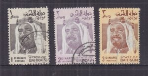 BAHRAIN, 1976 Shaikh 1D., 2D. & 3D., used.