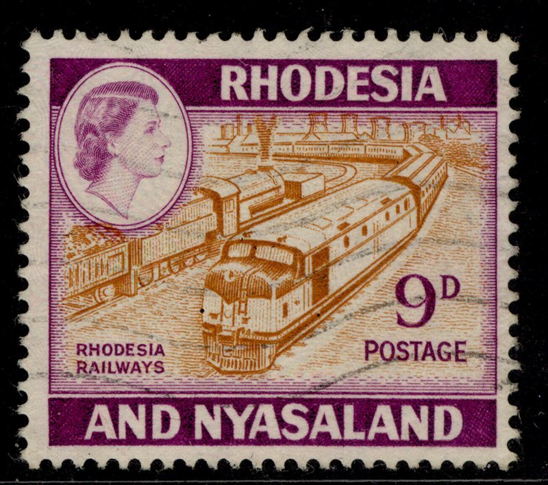 RHODESIA & NYASALAND QEII SG24a, 9d orange-brown & reddish violet, FINE USED. 