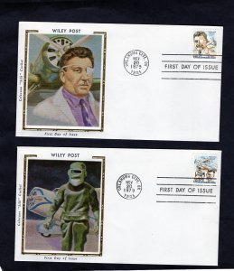 C95-C96 Wiley Post, FDC set/2 Colorano Silk