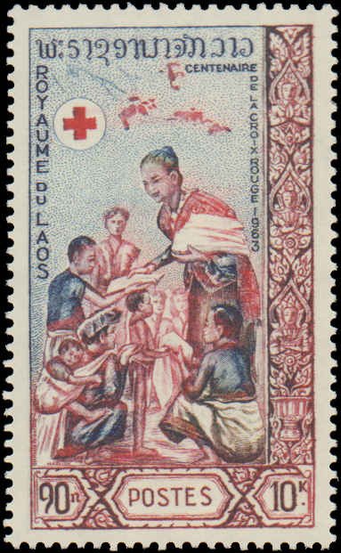 Laos #85-87, Complete Set(3), 1963, Red Cross, Never Hinged