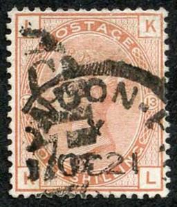 SG151 1/- Orange Brown Plate 13 Wmk Spray Fine Used