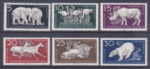 Germany DDR 317-22 MNH 1956 Berlin Zoo Complete 6 Animal Set Very Fine