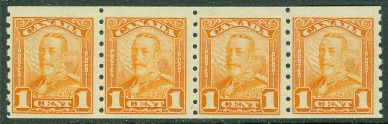 EDW1949SELL : CANADA 1929 Unitrade #160 Strip of 4. Very Fine, MNH. Cat $480.00.