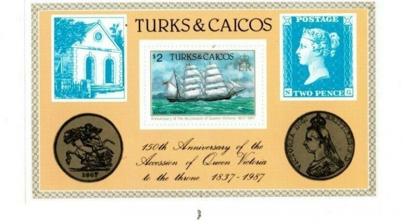 Turks and Caicos-1987- Queen Victoria Accession - Souvenir Sheet-MNH(Scott#728)