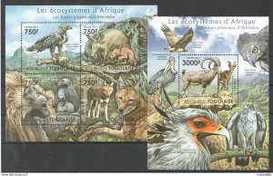 2011 Togo Fauna Wild Animals Ecosystems African Ethiopia Bl+Kb ** Stamps Tg1010