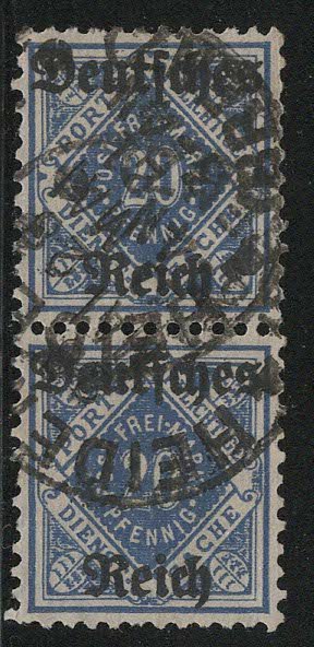 German States Wurttemberg Scott # O62, used, pair, exp h/s, Mi # D55X