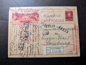 1944 Registered Romania Postcard Cover Bucharest to Salzburg Austria