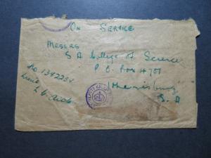 Egypt 1943 Active Service Cover to SA / Faint Metered / Censored - Z10643