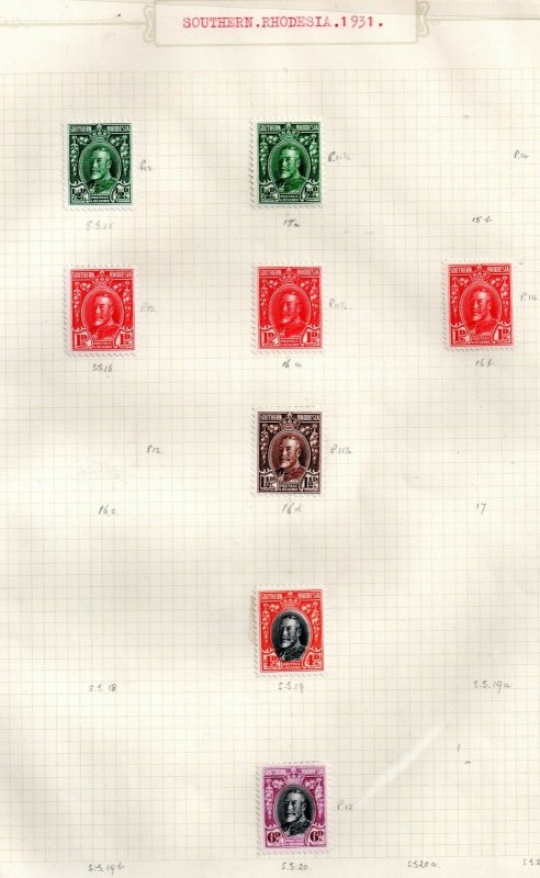 Southern Rhodesia 1931 KGV mint collection Perf varieties WS18841(L) 