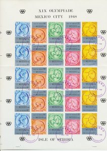 Complete sheet unperforated Isle of Stroma 1968 Olympic Games Mexico 1968