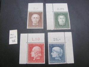 GERMANY 1954 MNH MI. 200-3 CORNER MARGIN  SET XF (263) ALL MARGIN #s OR CM