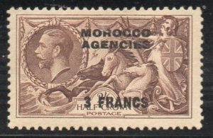 G.B Morocco Sc 435 1935 3 fr on 2/6d GV Seahorse stamp mint