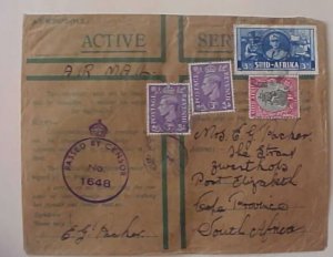 GREAT BRITAIN MIXED SOUTH AFRICA 1942 APO #4 TO SOUTH AFRICA 2 DIFF CENSOR
