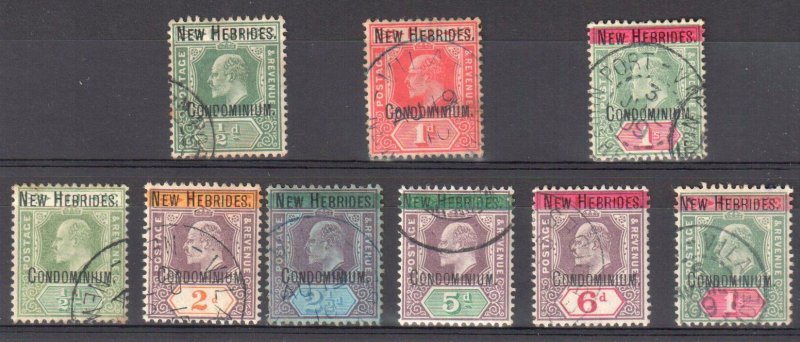 New Hebrides #1 to 9, USED CDS -- 1908-09 Edward VII