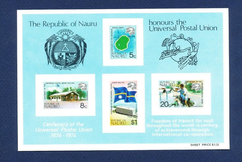 NAURU - Scott 117a - FVF MNH S/S - UPU, Flag, Map - 1974 