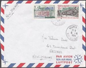 NEW CALEDONIA 1971 cover NOUMEA to New Zealand - Train & Cattle............53871