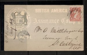 Canada #25 Used On All Over Advertising Cover British America Assurance Co