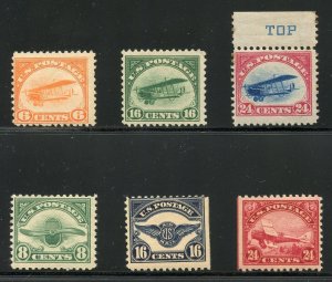 UNITED STATES SCOTT #C1/6: 1918/23 AIRMAIL SET FINE MINT HINGED