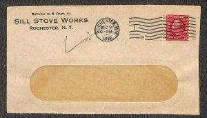 USA #413 COIL STAMP ROCHESTER NEW YORK SILL STOVE WORKS COVER 1912