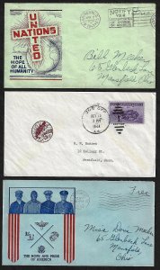 US WWII 1940s THREE DIFFERENT PATRIOTIC COVERS SEE SCANS