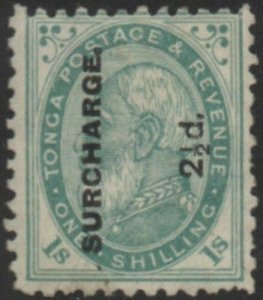 Tonga 1894 SG24b 2½d on 1/- deep green King George I MH