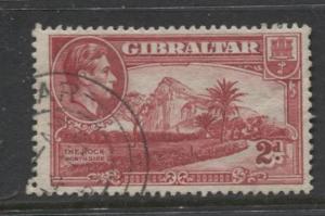 Gibraltar - Scott 110B - KGVI Pictorials -1938- Used - Single 2d Stamp