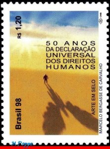 2703 BRAZIL 1998 UNIVERSAL DECLARATION OF HUMAN RIGHTS, 50 YEARS, MI# 2922, MNH