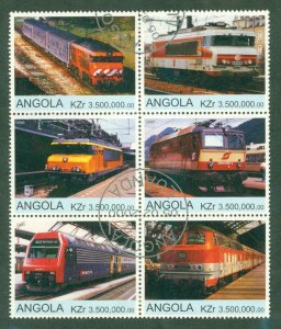 A7-0003 ANGOLA UNLISTED  BLOCK-6  TRAINS BIN $3.00