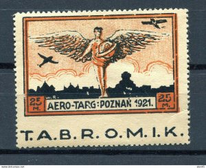 Poland 1921 Aero Targ Label 25m Mi 1 Imperf between stamp and label 12899