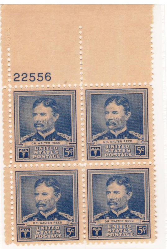 877: Walter Reed - Plate Block - MNH - 22556-UL