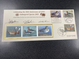 2003 Endangered Species AUTOGRAPHED Silk First Day Cover - United Nations Postal