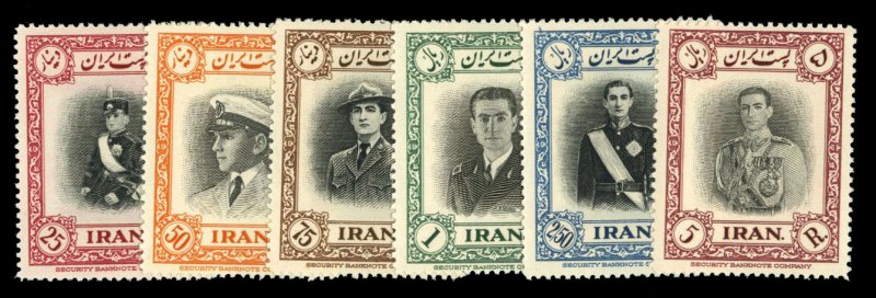 Iran #935-940 Cat$140, 1950 Shah's Birthday, complete set, never hinged