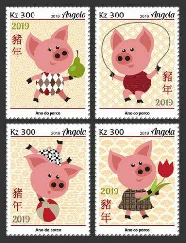 Z08 IMPERF ANG190102a ANGOLA 2019 Year of Pig MNH ** Postfrisch