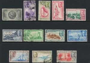 BARBADOS 1950 SET, VF USED SG#271-82 CAT£75 $98  (SEE BELOW)