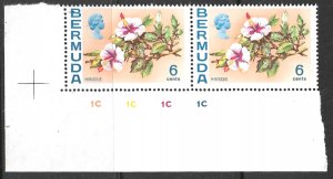 BERMUDA 1970 6c Hibiscus Flower Issue PLATE No Pair Sc 260 MNH