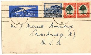 South Africa Airmail Cover VERY NICE #25(42.50 cat) Pair & 27b Cape Town to NY