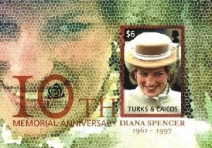 Turks And Caicos - 2007 - PRINCESS DIANA 10TH MEMORIAL Souvenir Sheet Stamp  MNH