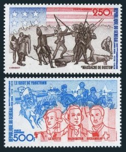 Senegal C141-C142,MNH.Michel 577-578. American Bicentennial,1976.Flag,Battle.