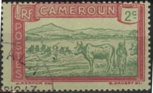Cameroun 171 (used) 2c herder & cattle, rose & grn on grnish paper (1925)