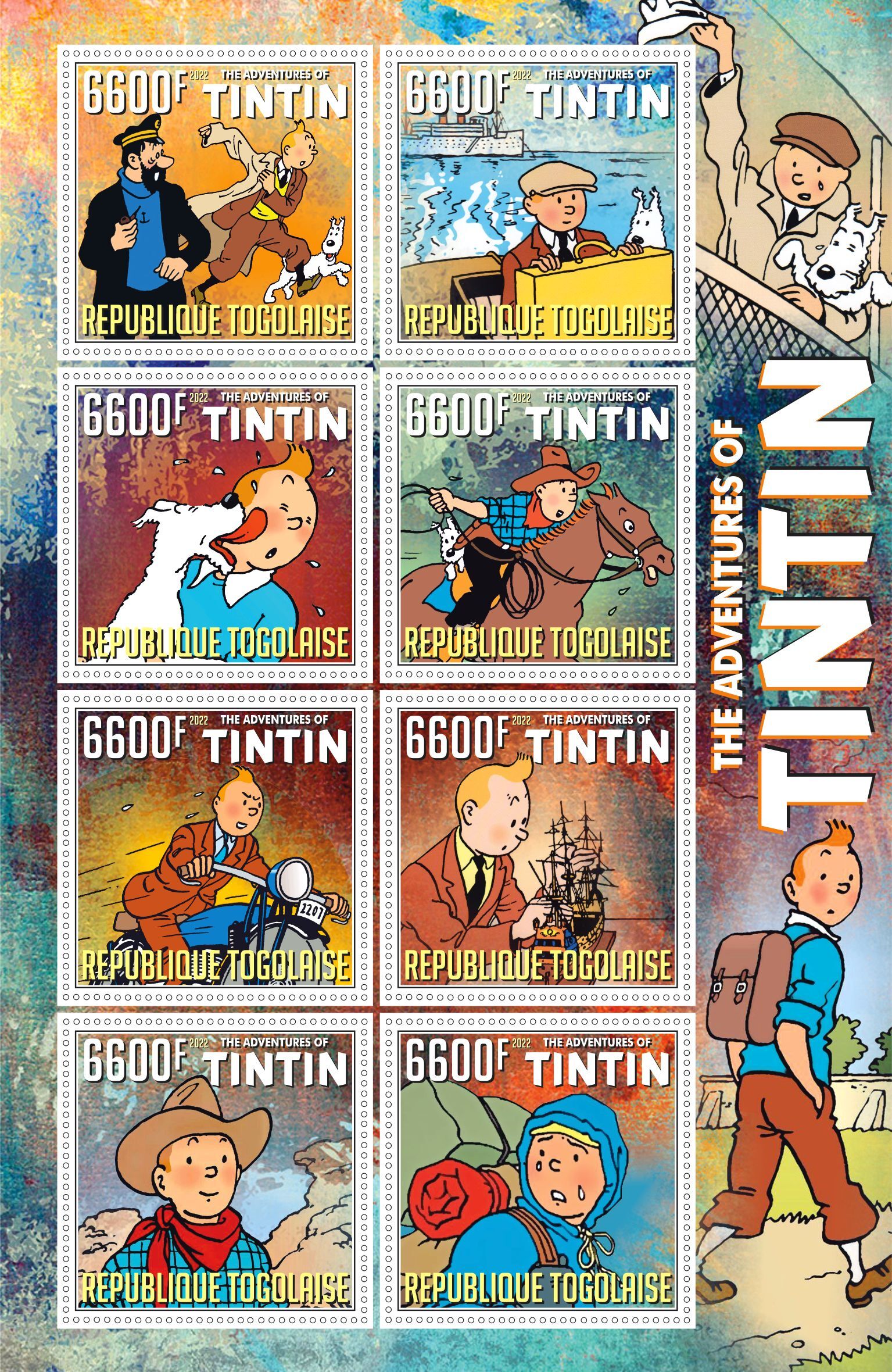 Adventures of Tintin 1 sheet perforated 2023 year Togo NEW
