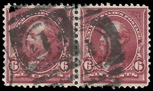 # 282a Purple Lake Used PAIR Garfield One stamp XF SCV-120.00